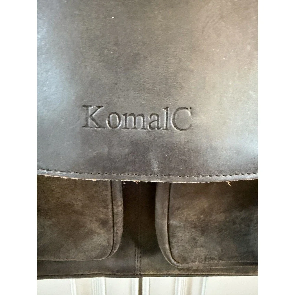 KomalC Brown Tan Buffalo Leather Briefcase Laptop Messenger Satchel Bag 16